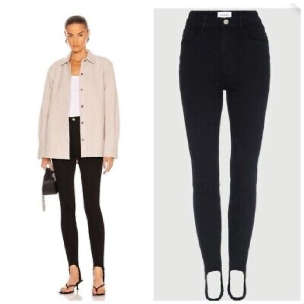 NWT Frame Ali High Rise Cigarette Jeans Stirrup Black Sz 30